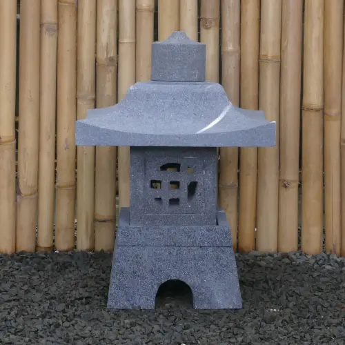 Product image of the product “Japanese style Garden Lantern, made from Andesit Stone. Multipart. 55 cm Height, Roof is 40 cm width. ”